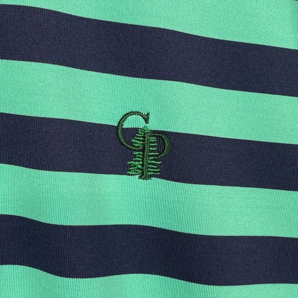 Greyson Polo Shirt Mens Medium Blue Green Striped Performance Stretch Golf * - Picture 3 of 13